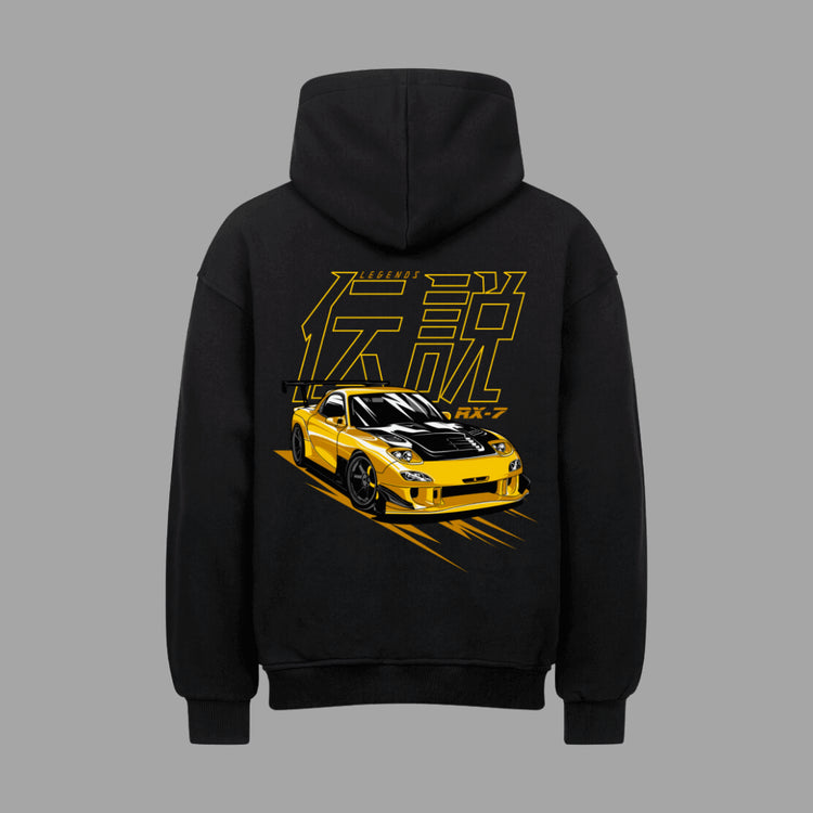 RX7 Yellow VACANCY Oversized Hoodie | Oversized Hoodie | JDMVibe