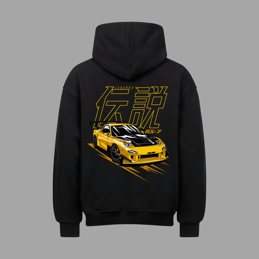 RX7 Yellow VACANCY Oversized Hoodie | Oversized Hoodie | JDMVibe