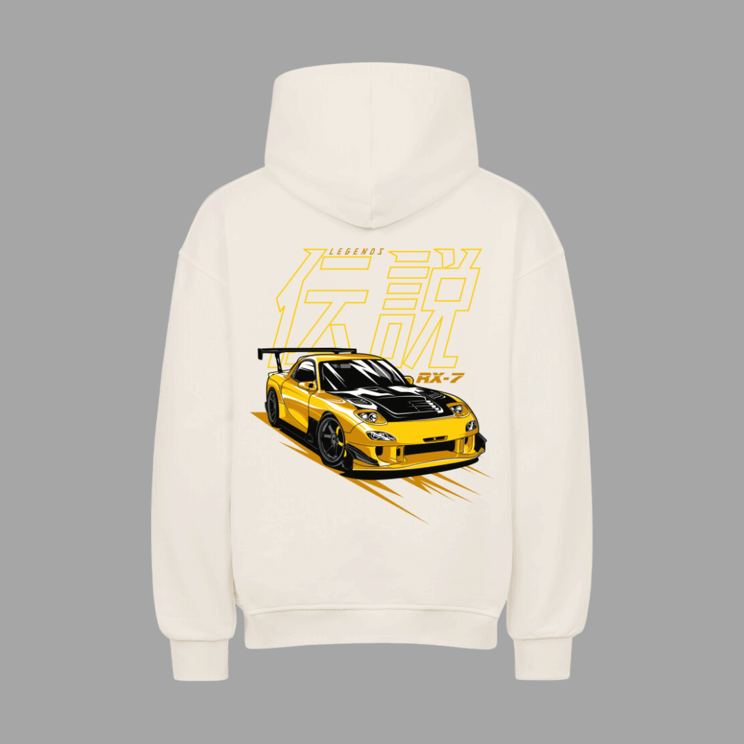 RX7 Yellow VACANCY Oversized Hoodie | Oversized Hoodie | JDMVibe